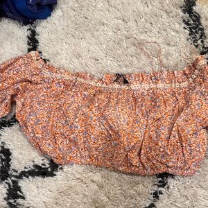 Zara Orange and Purple Floral Blouse